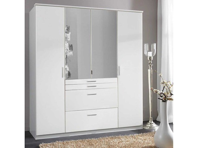 Kledingkast met 4 deuren, waaronder 1 spiegel, 4 lades - l180 cm - afbeelding 4 van  8
