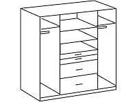 Kledingkast met 4 deuren, waaronder 1 spiegel, 4 lades - l180 cm - afbeelding 5 van  8