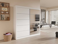 Kledingkast mike | 183 x 53 x 198 cm | met spiegel | wit - afbeelding 1 van  7