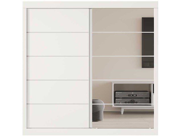 Kledingkast mike | 183 x 53 x 198 cm | met spiegel | wit - afbeelding 2 van  7
