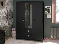 Kledingkast minty 137cm, 3 deuren & 2 lades - zwart - afbeelding 1 van  7