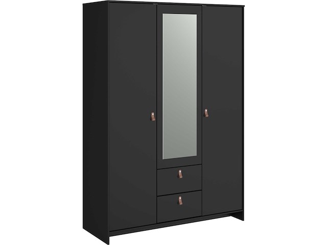 Kledingkast minty 137cm, 3 deuren & 2 lades - zwart - afbeelding 2 van  7