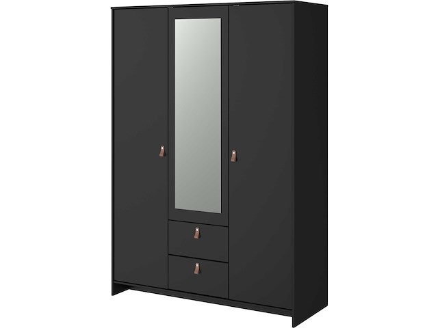 Kledingkast minty 137cm, 3 deuren & 2 lades - zwart - afbeelding 3 van  7