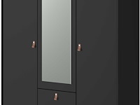 Kledingkast minty 137cm, 3 deuren & 2 lades - zwart - afbeelding 3 van  7