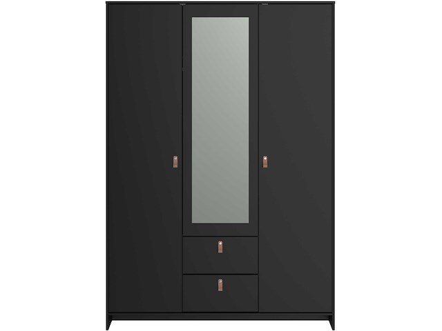 Kledingkast minty 137cm, 3 deuren & 2 lades - zwart - afbeelding 4 van  7