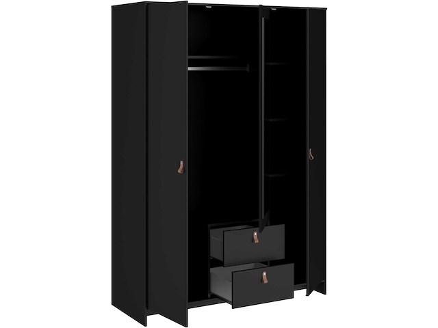 Kledingkast minty 137cm, 3 deuren & 2 lades - zwart - afbeelding 5 van  7