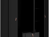 Kledingkast minty 137cm, 3 deuren & 2 lades - zwart - afbeelding 5 van  7