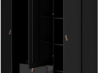 Kledingkast minty 137cm, 3 deuren & 2 lades - zwart - afbeelding 6 van  7