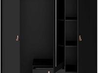 Kledingkast minty 137cm, 3 deuren & 2 lades - zwart - afbeelding 7 van  7