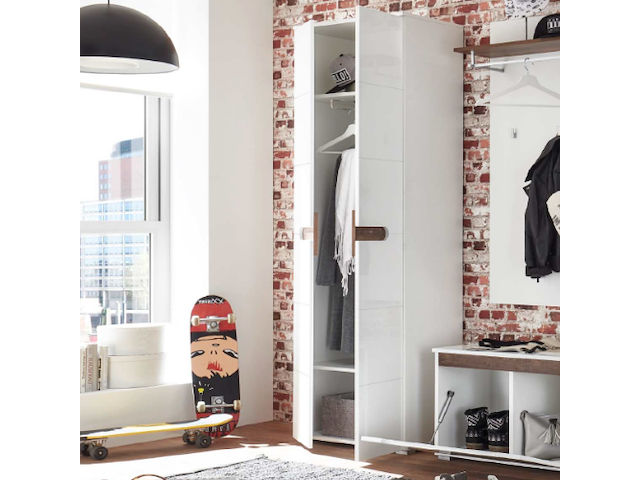 Kledingkast nuro 60cm 2 deuren - hoogglans wit - afbeelding 2 van  2