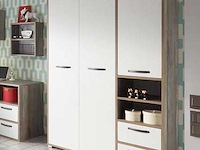 Kledingkast petrus | 138 x 57 x 201 cm | wit en bruin - afbeelding 1 van  5