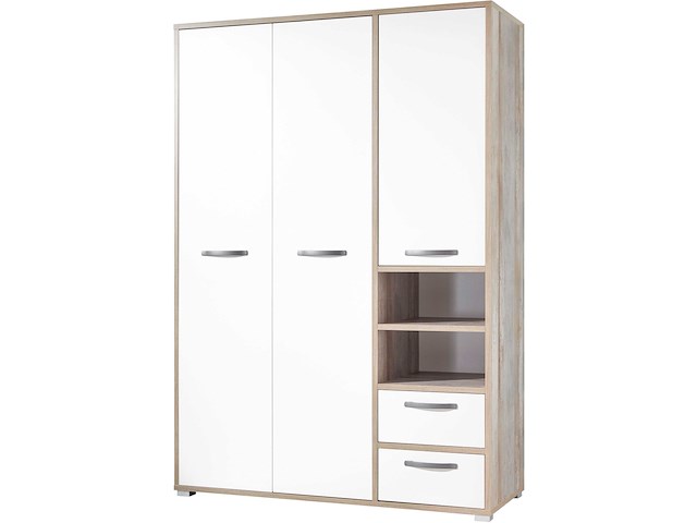 Kledingkast petrus | 138 x 57 x 201 cm | wit en bruin - afbeelding 2 van  5