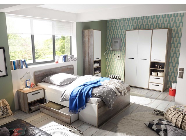 Kledingkast petrus | 138 x 57 x 201 cm | wit en bruin - afbeelding 4 van  5