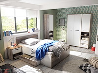 Kledingkast petrus | 138 x 57 x 201 cm | wit en bruin - afbeelding 4 van  5