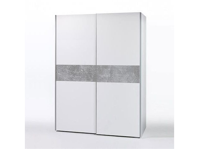 Kledingkast salamanca 170cm met 2 deuren - wit/beton - afbeelding 1 van  3