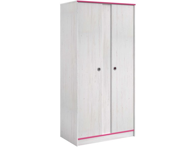 Kledingkast smoozy 90cm 2 deuren - wit/roze of wit/blauw - afbeelding 1 van  7