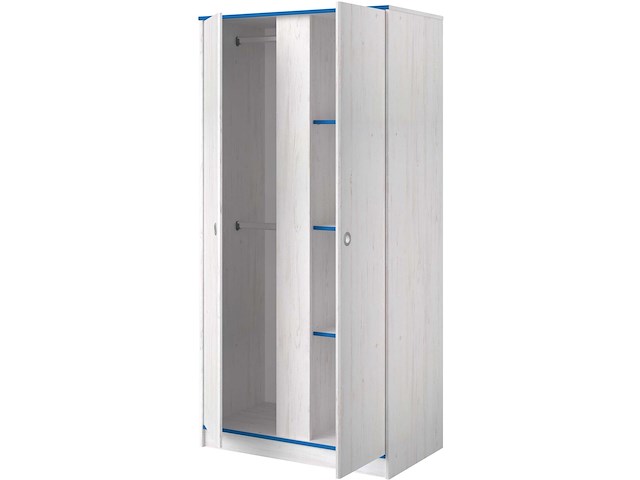 Kledingkast smoozy 90cm 2 deuren - wit/roze of wit/blauw - afbeelding 4 van  7
