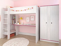 Kledingkast smoozy 90cm 2 deuren - wit/roze of wit/blauw - afbeelding 6 van  7