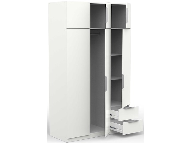 Kledingkast spectre 120cm 6 deuren & 2 lades - mat wit - afbeelding 4 van  6