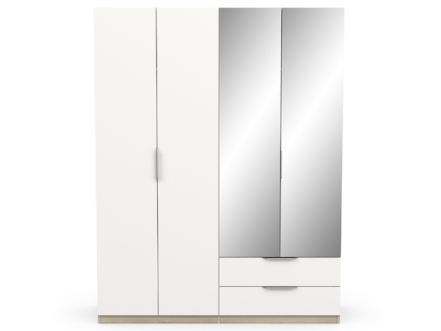 Kledingkast spectre 157cm met spiegel - mat wit/eik - afbeelding 2 van  5