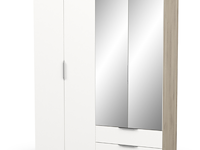 Kledingkast spectre 157cm met spiegel - mat wit/eik - afbeelding 3 van  5
