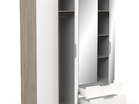 Kledingkast spectre 157cm met spiegel - mat wit/eik - afbeelding 4 van  5