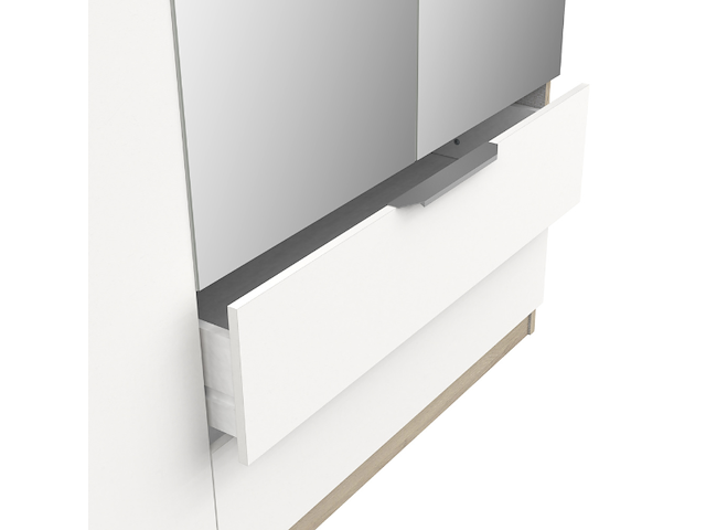Kledingkast spectre 157cm met spiegel - mat wit/eik - afbeelding 5 van  5