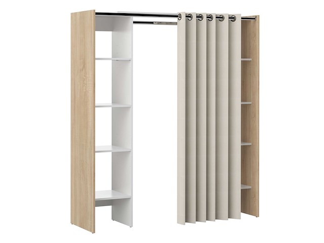 Kledingkast spike 112/185cm met gordijn - eik/ecru - afbeelding 2 van  7