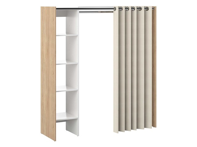 Kledingkast spike 123/160cm met gordijn - eik/ecru - afbeelding 2 van  7
