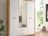 Kledingkast storck 151cm 3 deuren & 2 lades & spiegel - artisan eik/wit - afbeelding 1 van  7