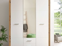 Kledingkast storck 151cm 3 deuren & 2 lades & spiegel - artisan eik/wit - afbeelding 2 van  7