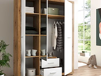 Kledingkast storck 151cm 3 deuren & 2 lades & spiegel - artisan eik/wit - afbeelding 3 van  7