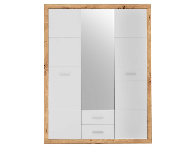 Kledingkast storck 151cm 3 deuren & 2 lades & spiegel - artisan eik/wit - afbeelding 4 van  7