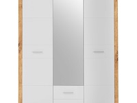 Kledingkast storck 151cm 3 deuren & 2 lades & spiegel - artisan eik/wit - afbeelding 4 van  7