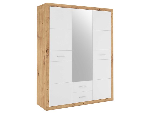Kledingkast storck 151cm 3 deuren & 2 lades & spiegel - artisan eik/wit - afbeelding 6 van  7
