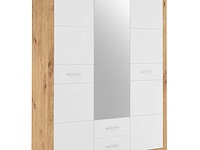 Kledingkast storck 151cm 3 deuren & 2 lades & spiegel - artisan eik/wit - afbeelding 6 van  7
