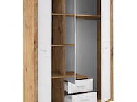 Kledingkast storck 151cm 3 deuren & 2 lades & spiegel - artisan eik/wit - afbeelding 7 van  7