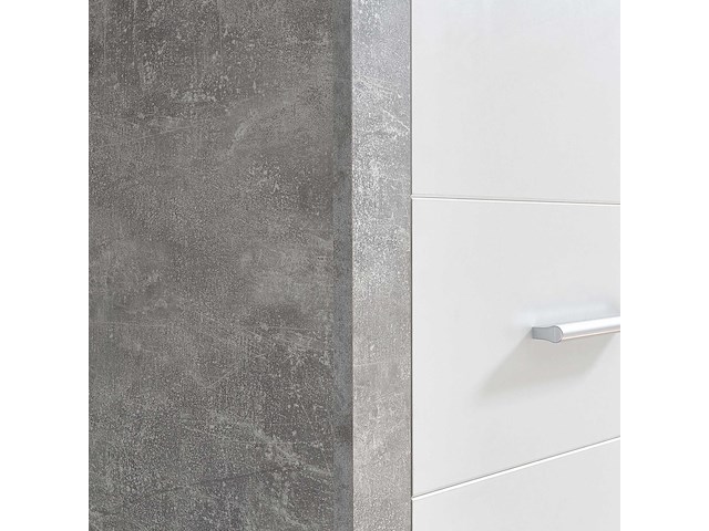 Kledingkast storck 151cm 3 deuren & 2 lades & spiegel - beton/wit - afbeelding 2 van  7