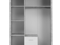 Kledingkast storck 151cm 3 deuren & 2 lades & spiegel - beton/wit - afbeelding 5 van  7