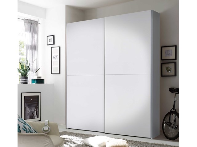 Kledingkast tiempo 170x59x195cm met twee deuren - wit - afbeelding 3 van  4