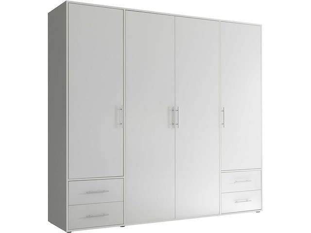 Kledingkast valencia - 206x60x195cm - 4 deuren & 4 lades - wit - afbeelding 1 van  7