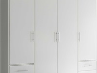 Kledingkast valencia - 206x60x195cm - 4 deuren & 4 lades - wit - afbeelding 1 van  7
