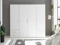 Kledingkast valencia - 206x60x195cm - 4 deuren & 4 lades - wit - afbeelding 2 van  7
