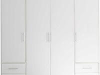 Kledingkast valencia - 206x60x195cm - 4 deuren & 4 lades - wit - afbeelding 3 van  7