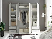 Kledingkast valencia - 206x60x195cm - 4 deuren & 4 lades - wit - afbeelding 4 van  7