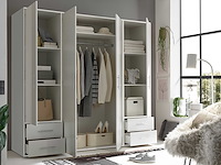 Kledingkast valencia - 206x60x195cm - 4 deuren & 4 lades - wit - afbeelding 6 van  7