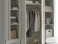 Kledingkast valencia - 206x60x195cm - 4 deuren & 4 lades - wit - afbeelding 7 van  7