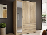 Kledingkast vasili - 135x56x195cm - 3 deuren & 3 lades - eikdecor - afbeelding 1 van  6