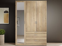 Kledingkast vasili - 135x56x195cm - 3 deuren & 3 lades - eikdecor - afbeelding 4 van  6