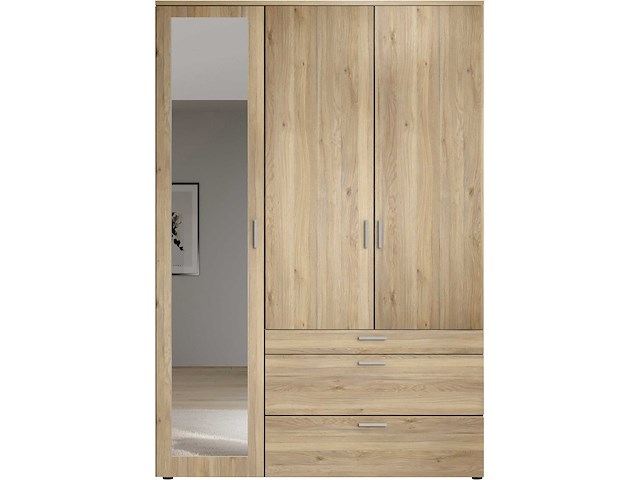 Kledingkast vasili - 135x56x195cm - 3 deuren & 3 lades - eikdecor - afbeelding 5 van  6